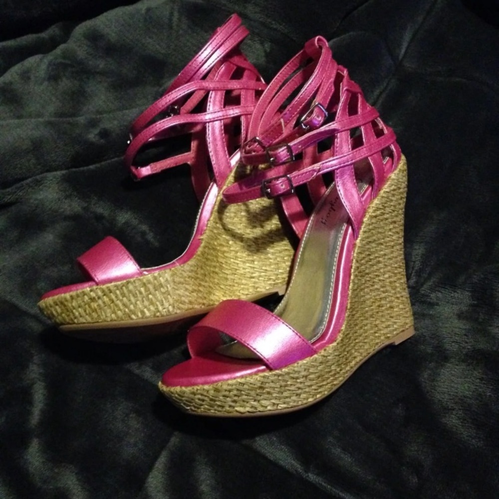 Playboy Hot Pink Wedge Sandals